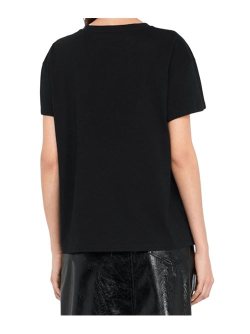 T-shirt da donna manica corta in cotone, con  strass, colore nero LIU JO | MF5412-JS923P9142